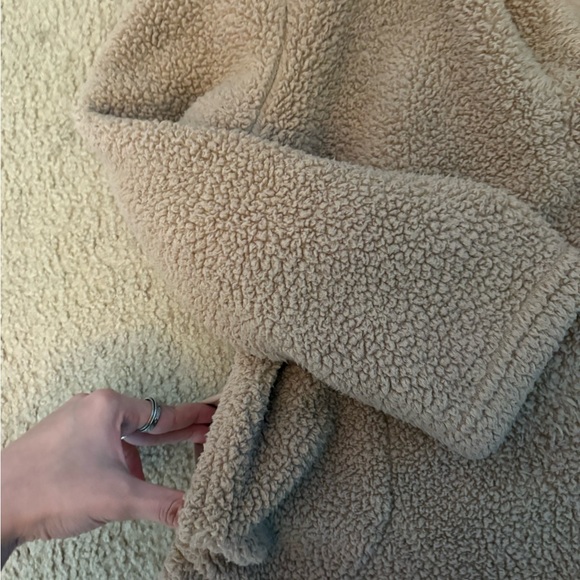 UGG Koolaburra Tan Fleece Sherpa Teddy Quarter Zip Coat - Picture 4 of 6